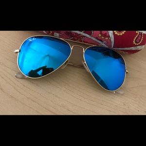 Blue Flash Gold Frame RayBan Aviators